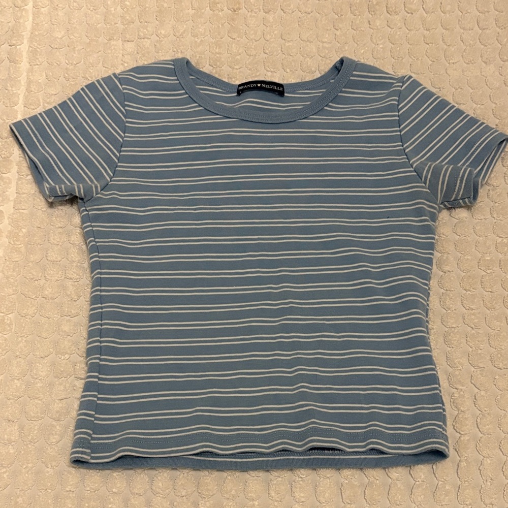 Brandy Melville Sky Blue Striped Tee